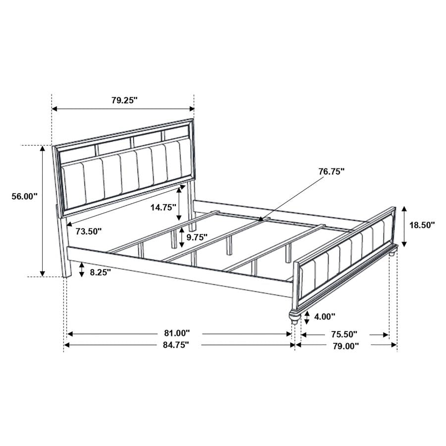 Barzini Wood  Panel Bed Black