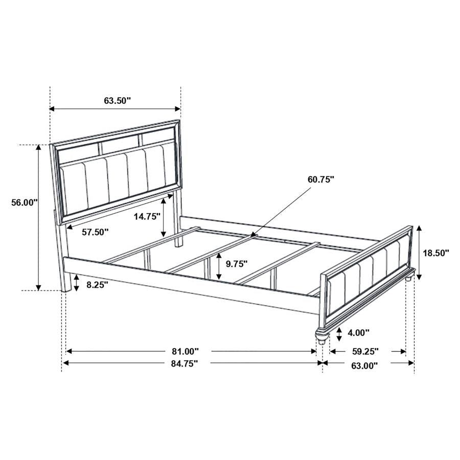 Barzini Wood  Panel Bed Black