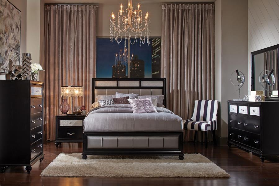 Barzini Wood  Panel Bed Black