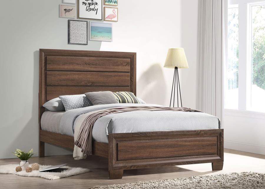 Brandon Wood Panel Bed Warm Brown