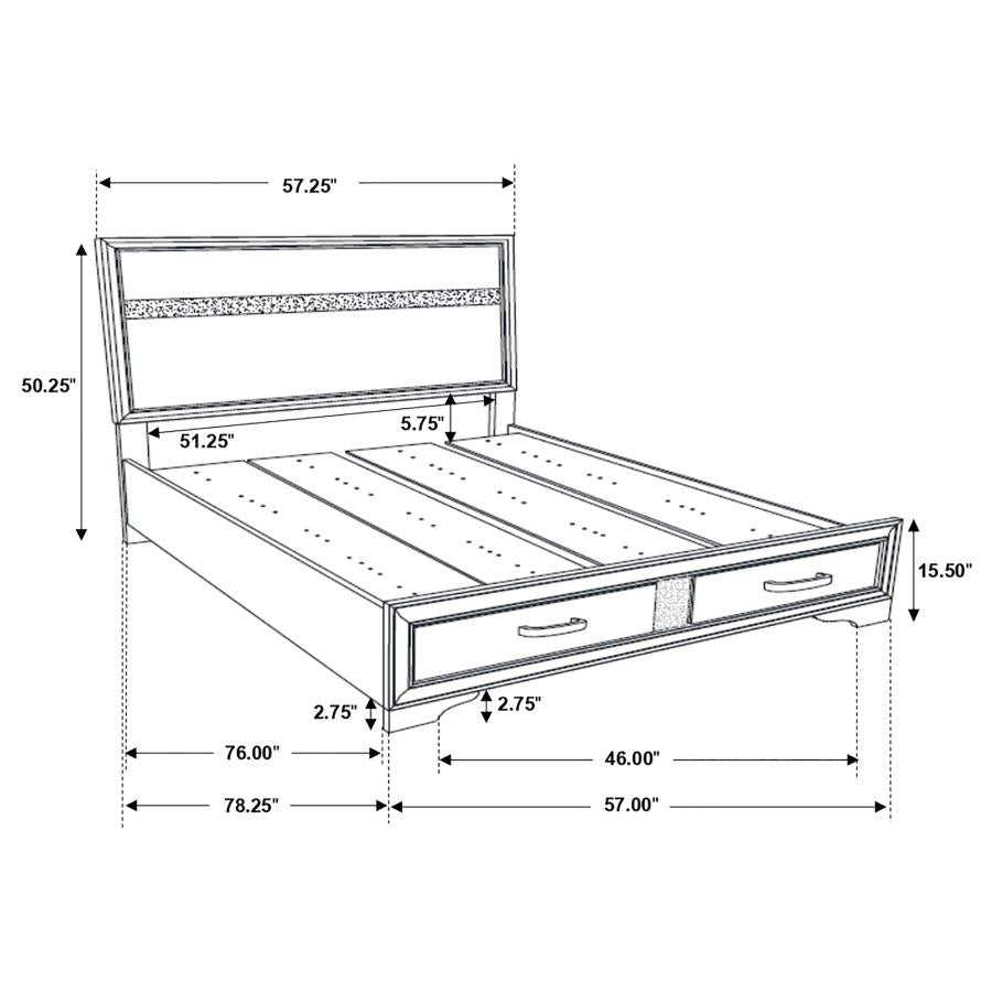 Miranda 51-inch Wood Queen Storage Panel Bed White or black