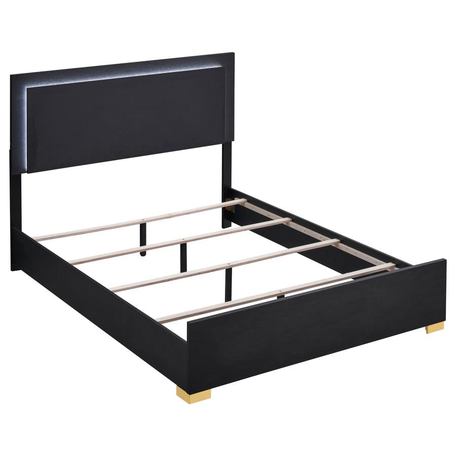 Marceline Wood LED Panel Bed Black ( mattress not included)