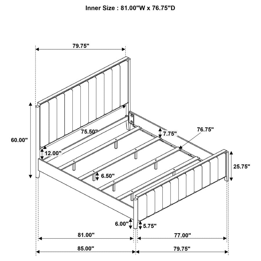 Brookmead 4-piece Upholstered Queen Bedroom Set Black ( mattress not included)