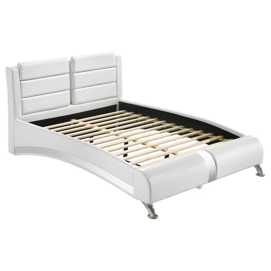 Jeremaine Upholstered Sleigh Bed White (mattress not included )
