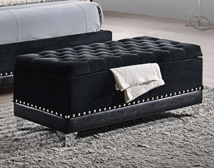 Barzini Upholstered Queen Wingback Bed Black Queen or King (Mattress not Included)