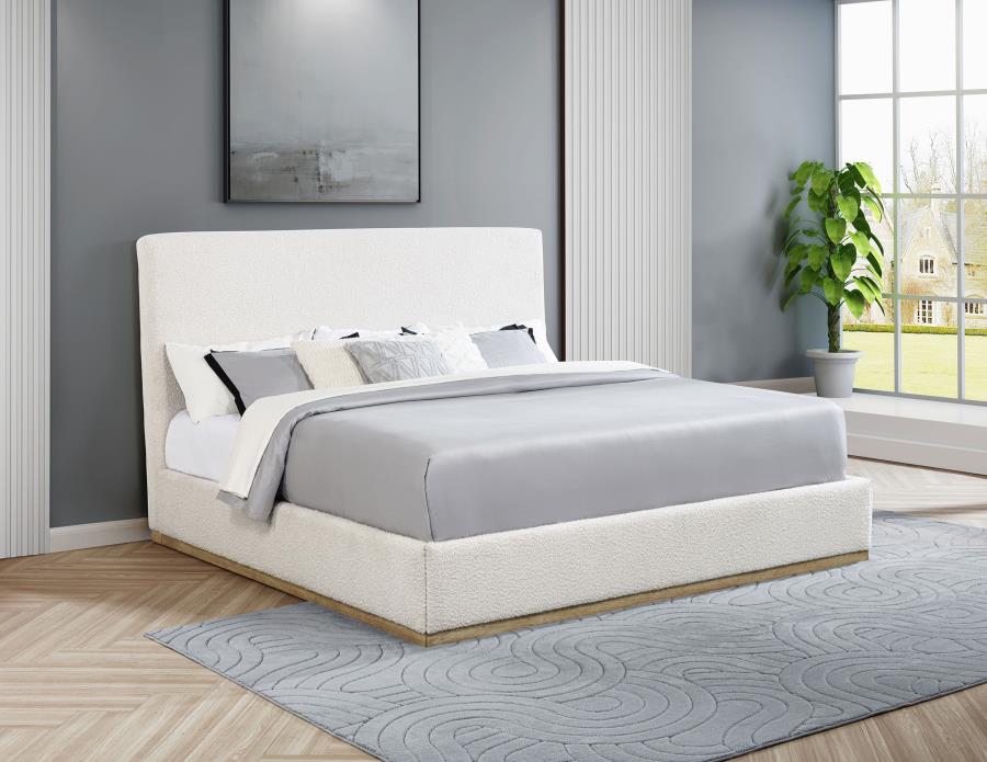 Knox Upholstered Panel Bed Cream ( mattress not included)