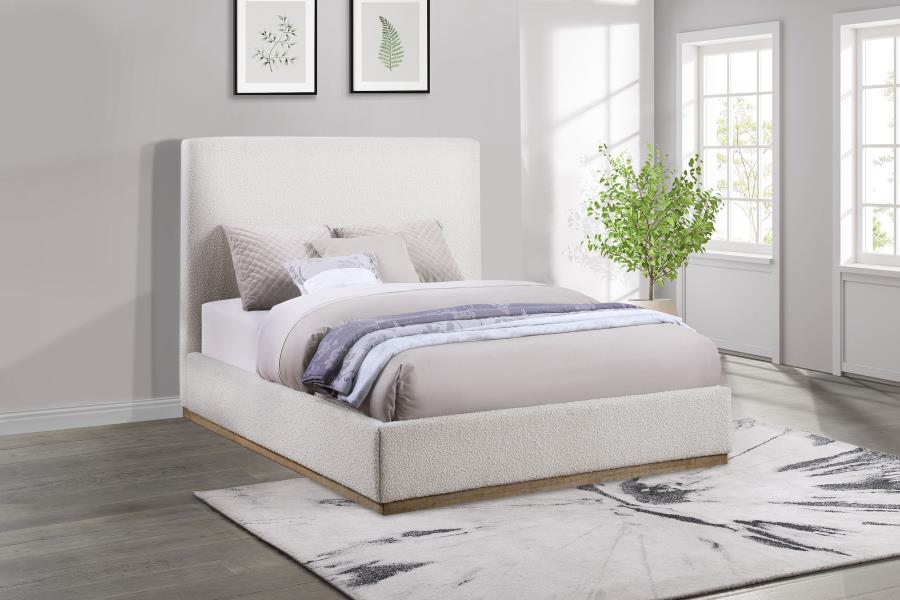 Knox Upholstered Panel Bed Cream ( mattress not included)