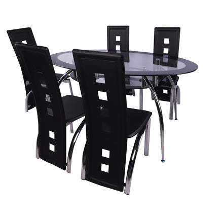 2100 L Dining Set Black 7pcs