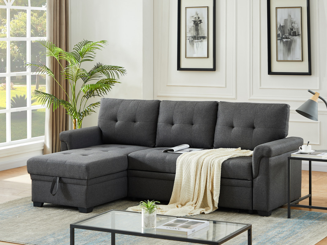 81342 Sofa Lucca dark grey linen reversible