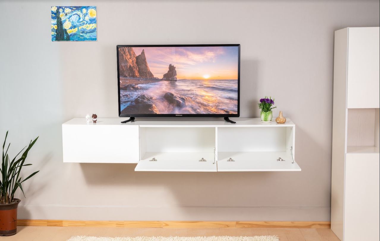 4808F White Floating Tv Stand