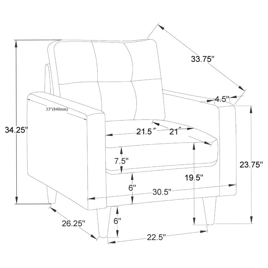 Watsonville 3-piece Upholstered Track Arm Sofa Set Grey