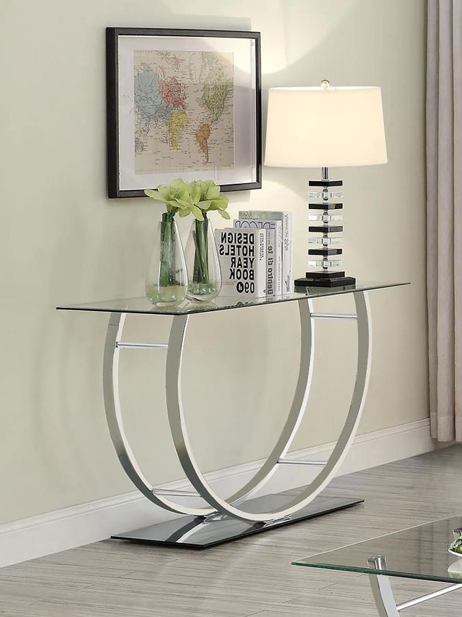 Danville Rectangular U-Shaped Glass Top Coffee Table Chrome