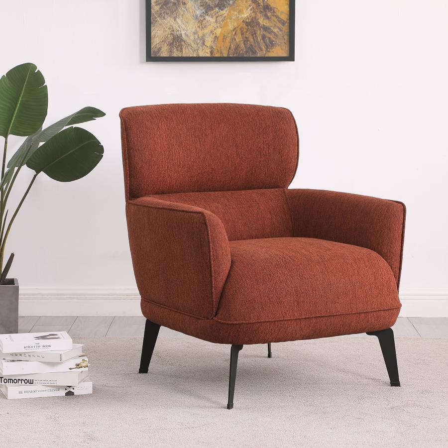 Andrea Upholstered Crecent Arm Accent Chair Orange, Grey, Blue