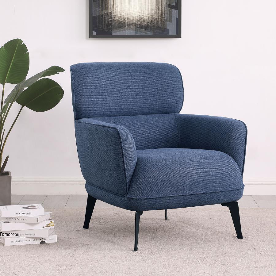 Andrea Upholstered Crecent Arm Accent Chair Orange, Grey, Blue