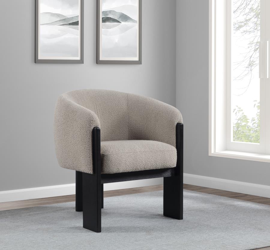 Valdez Boucle Upholstered Barrel Back Accent Chair Brown or beige