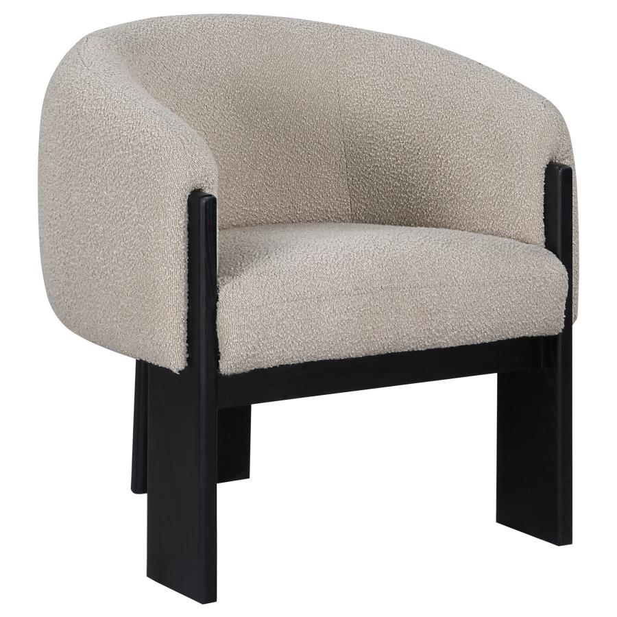 Valdez Boucle Upholstered Barrel Back Accent Chair Brown or beige