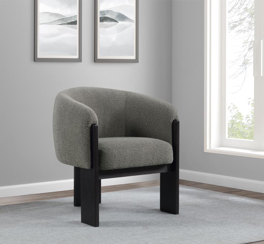 Valdez Boucle Upholstered Barrel Back Accent Chair Brown or beige