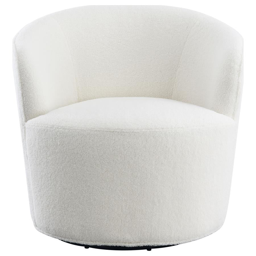 Joyce Upholstered Barrel Back Swivel Chair White or Orange