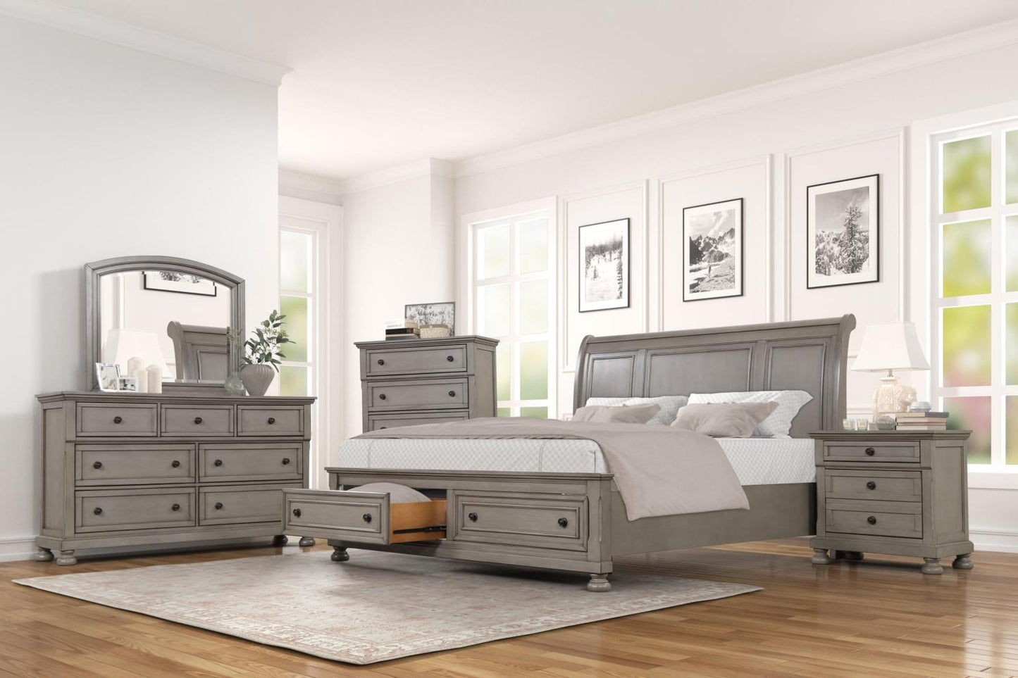 B421 - Carson LT Grey Queen or King (only bed) (mattress not included)