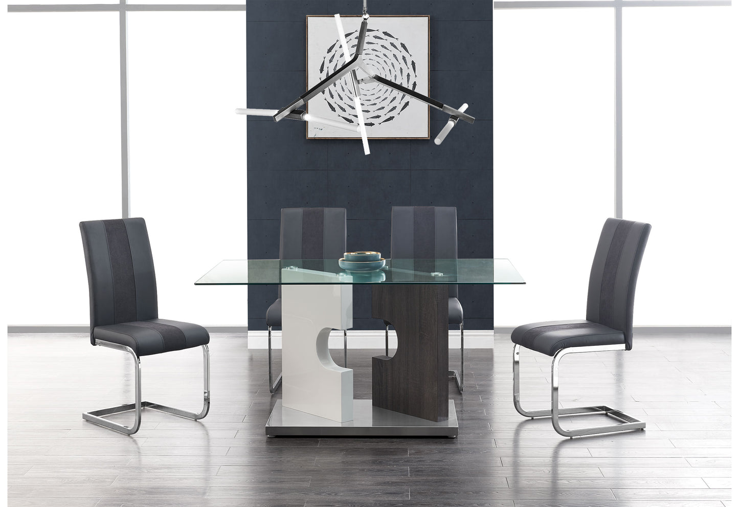 D219DT + D915DC Dining Set (5pcs) Gray or WHITE