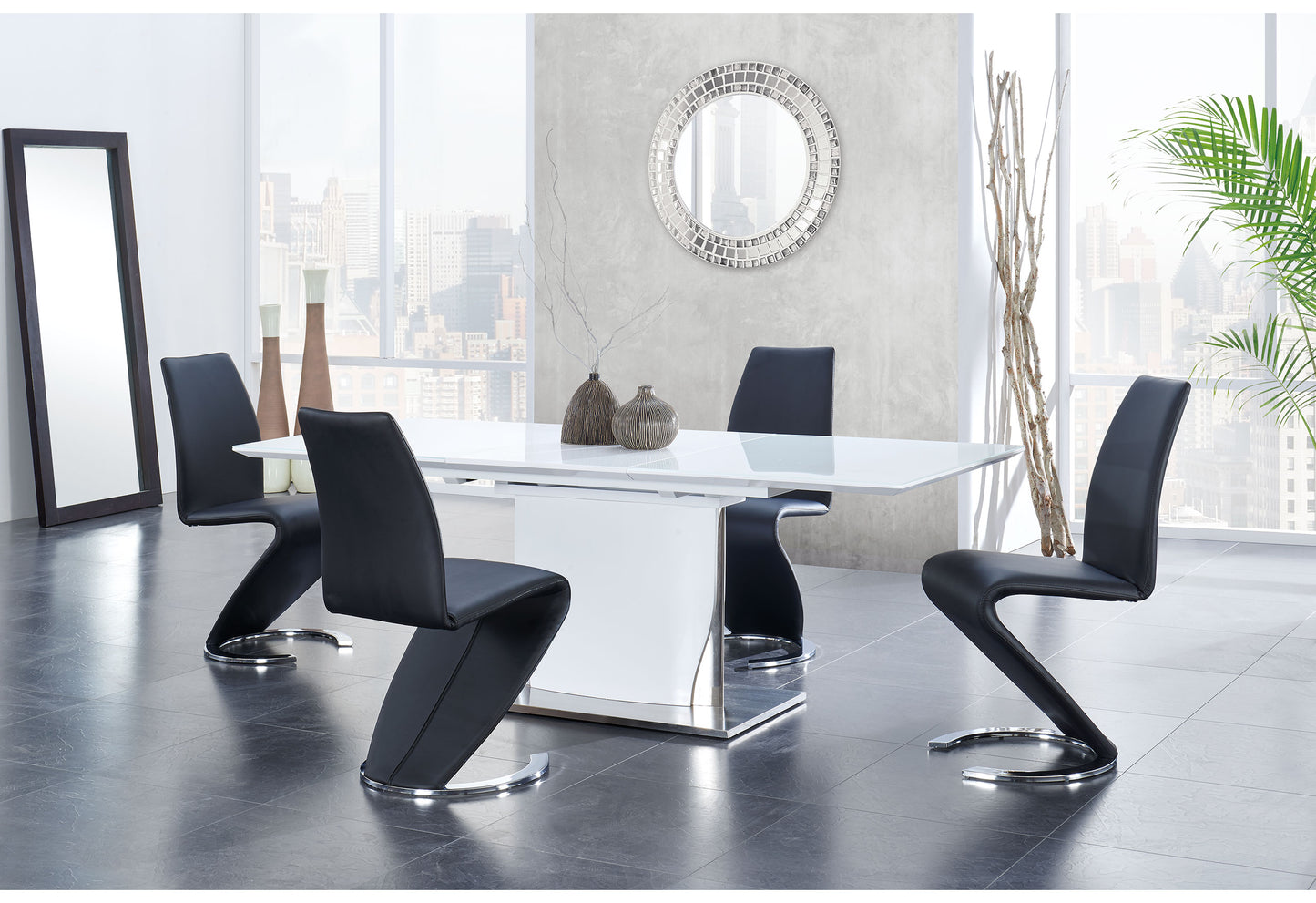 D2279 DT + D9002DC Dining Set Black or Grey (5pcs)