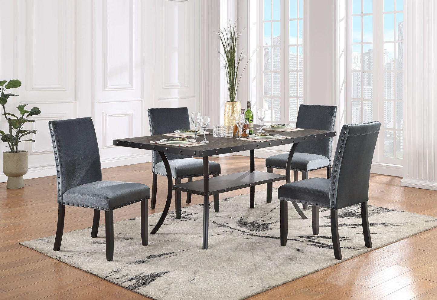 D2550DT + D1622DC Dining Set Gray (5pcs)