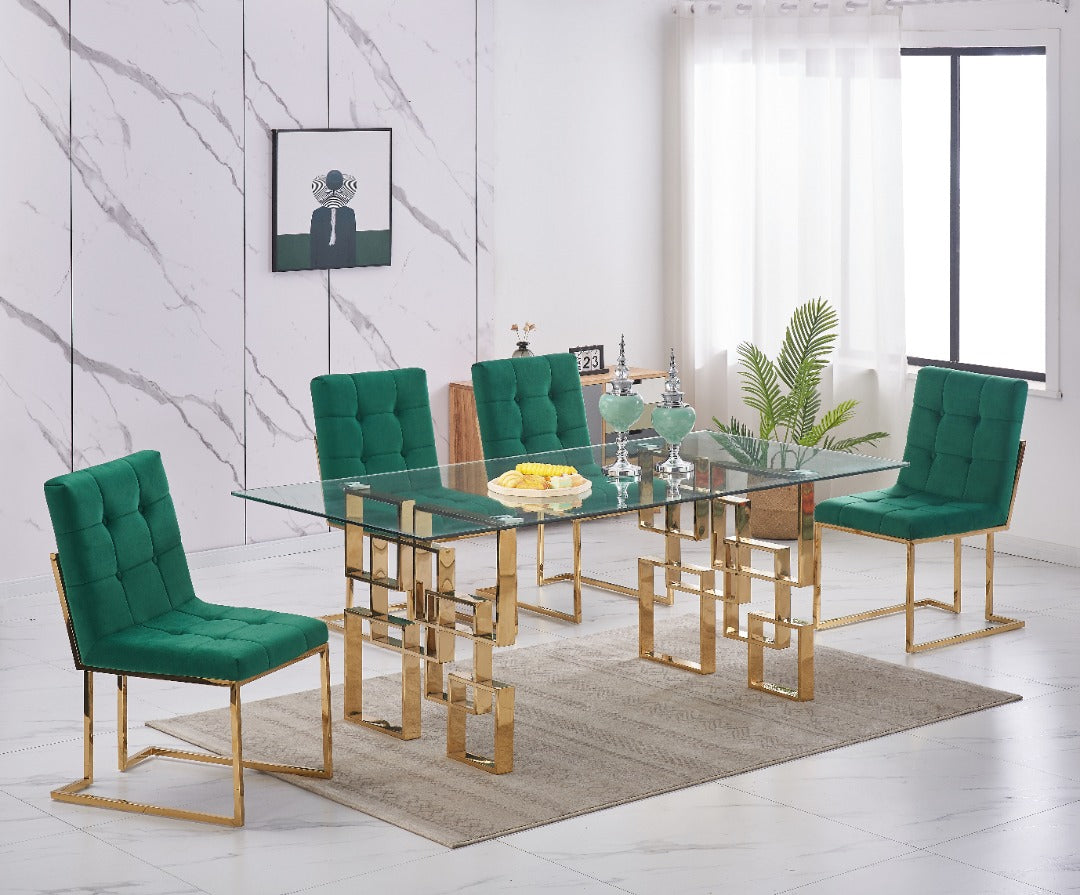 2120 Dining Set Green 5pcs