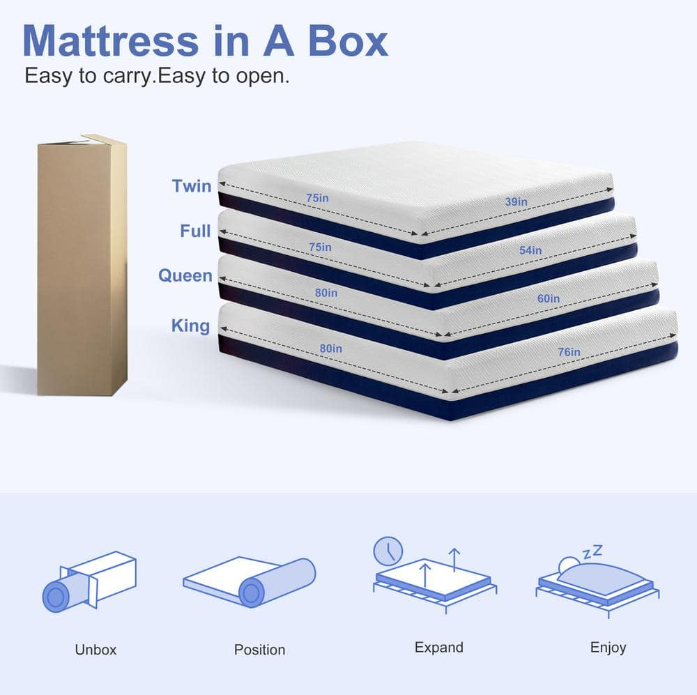 12 in. Memory Gel Foam Mattress Medium Edge Support Pressure Relief for a Good Night's Sleep Boxed Set