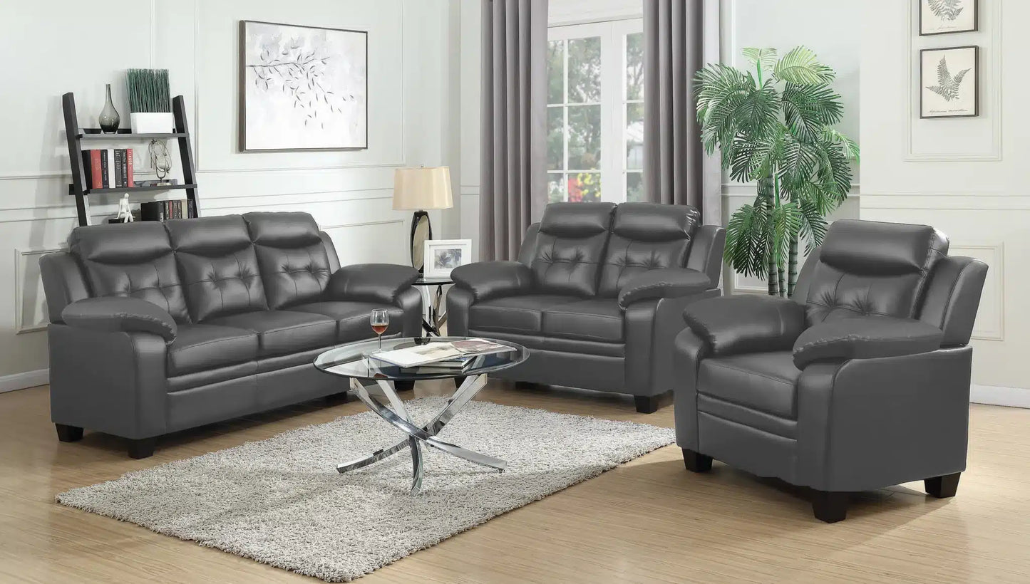 L413 BLACK 2pc SET (white, black, gray ) Sofa - Loveseat