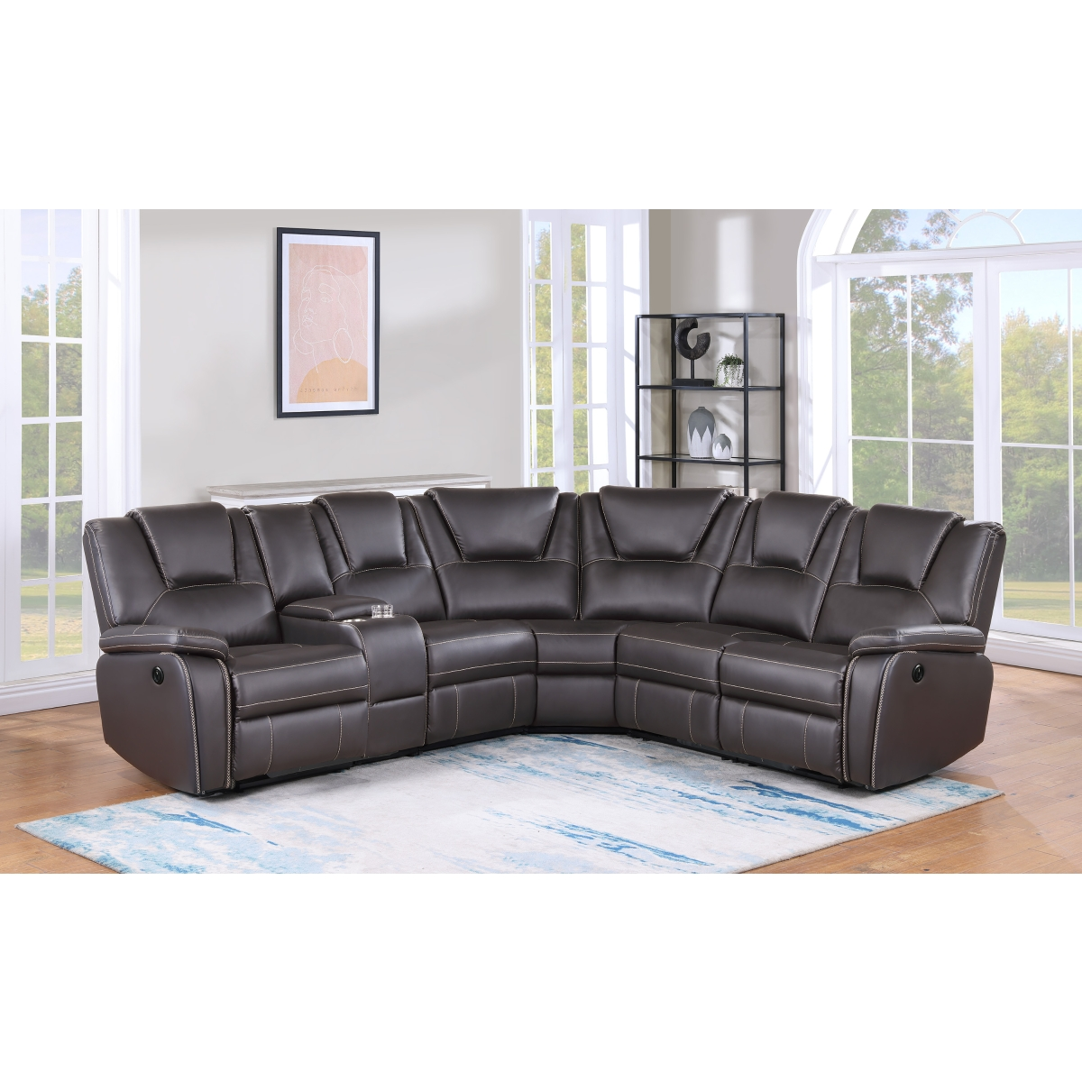 M8191 AMOS- BROWN Breathable Air Leather Modular Power Recliner