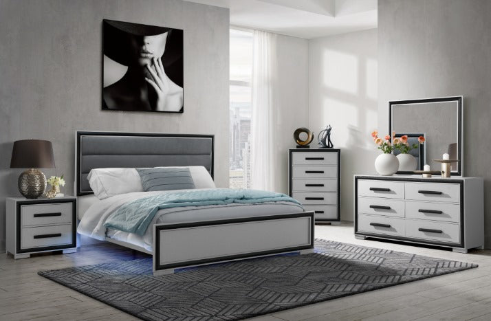 Amelia Gray Black or Brown 4 PC Bedroom Set ( chest and mattress not included)