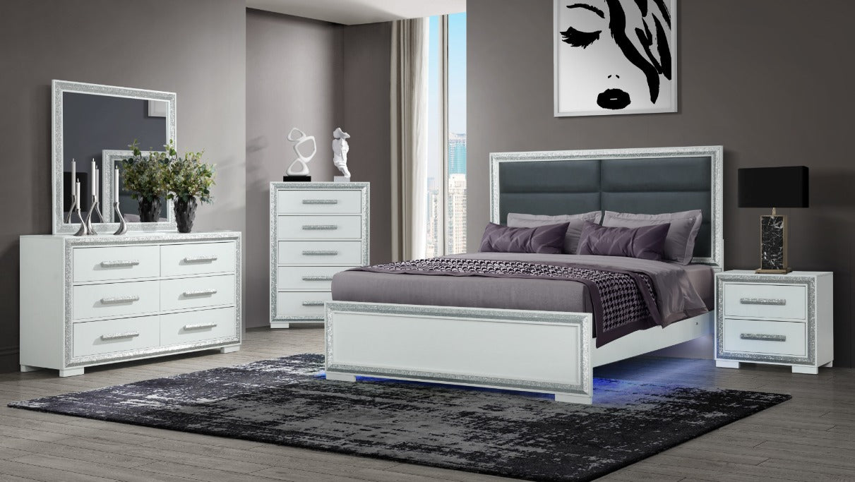 Andros Silver Queen 4 PC Bedroom Set – Magic Mattress and Furniture Andros Silver Queen 4 PC Bedroom Set – Magic Mattress and Furniture
