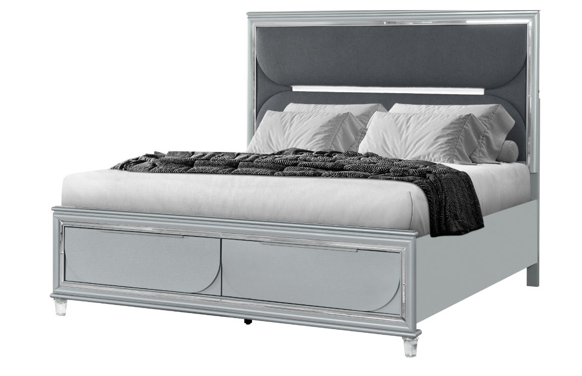 Caleb Silver only Bed (mattress not included)