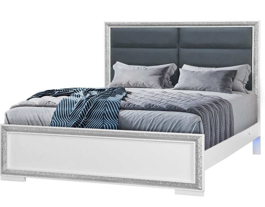 Andros Silver Bed (mattress not included)