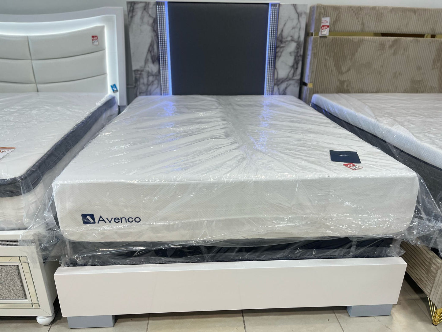 Ylime White Marble only Bed (Mattress not included)