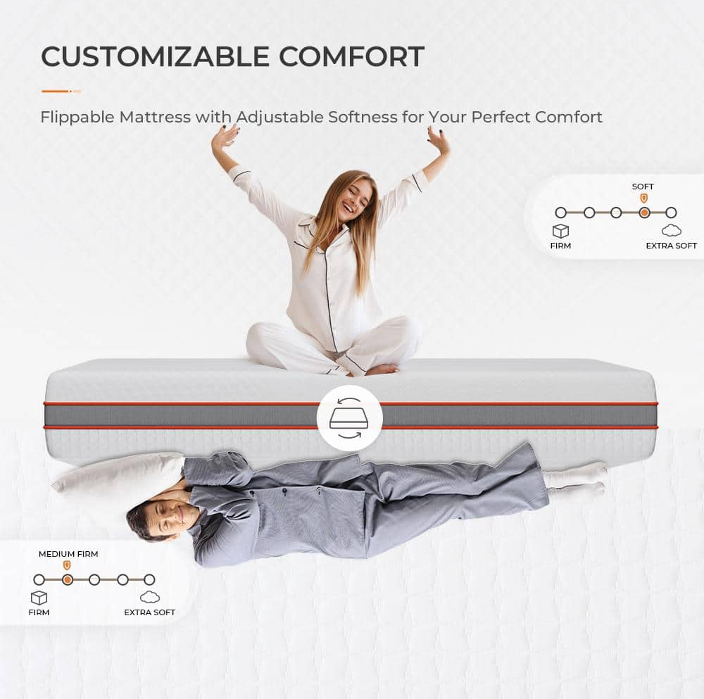 Medium Firm Memory Foam 12 in. Mattress, Double-sided Mattress