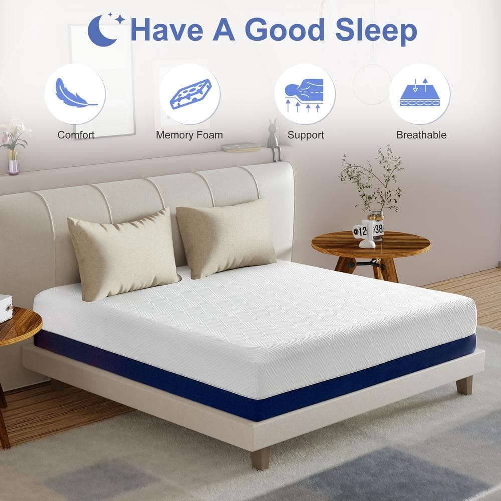 12 in. Memory Gel Foam Mattress Medium Edge Support Pressure Relief for a Good Night's Sleep Boxed Set