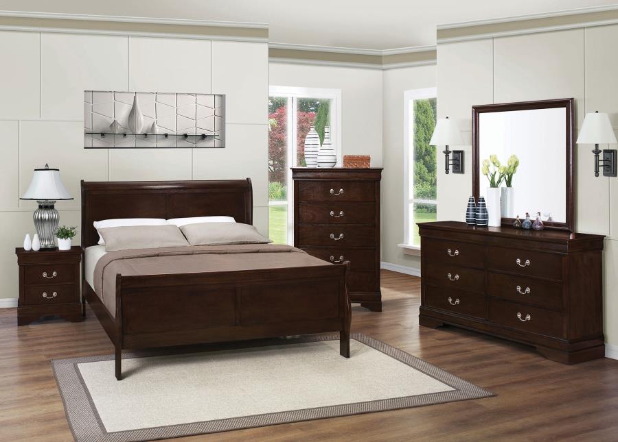 Louis Philippe Wood  Sleigh Bed Cappuccino