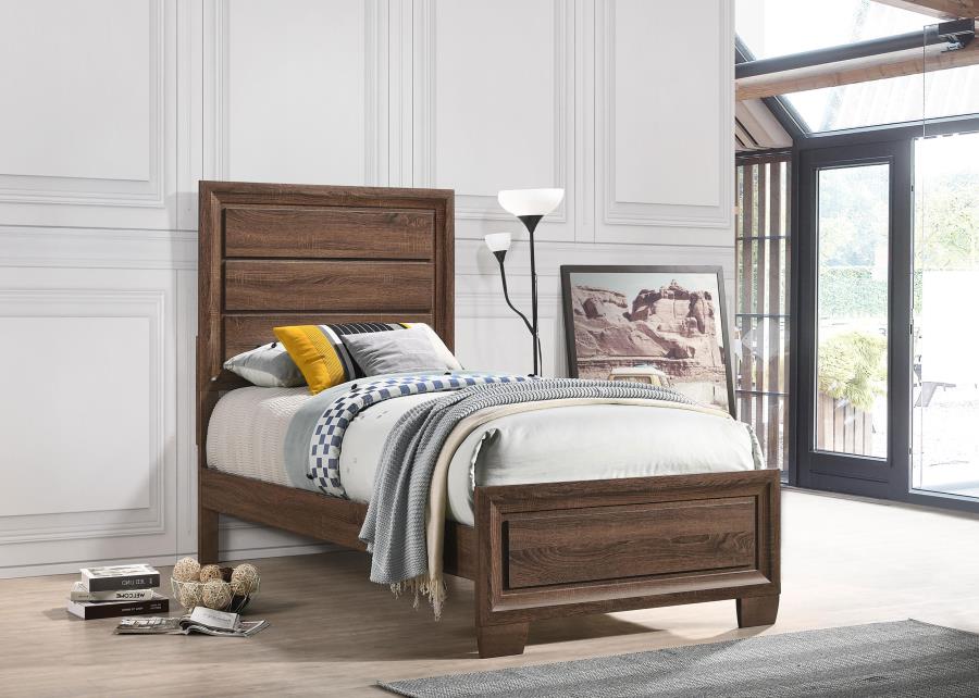Brandon Wood Panel Bed Warm Brown