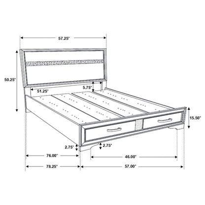 Miranda 51-inch Wood Full Storage Panel Bed White or black