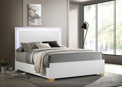 Marceline Wood LED Panel Bed White (mattress not included)