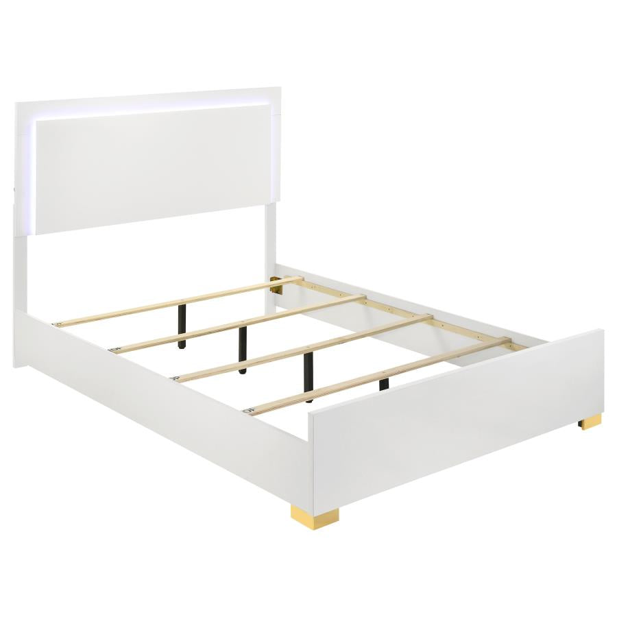 Marceline Wood LED Panel Bed White (mattress not included)