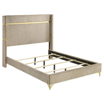 Lucia Upholstered Wingback Bed Beige (mattress not included)