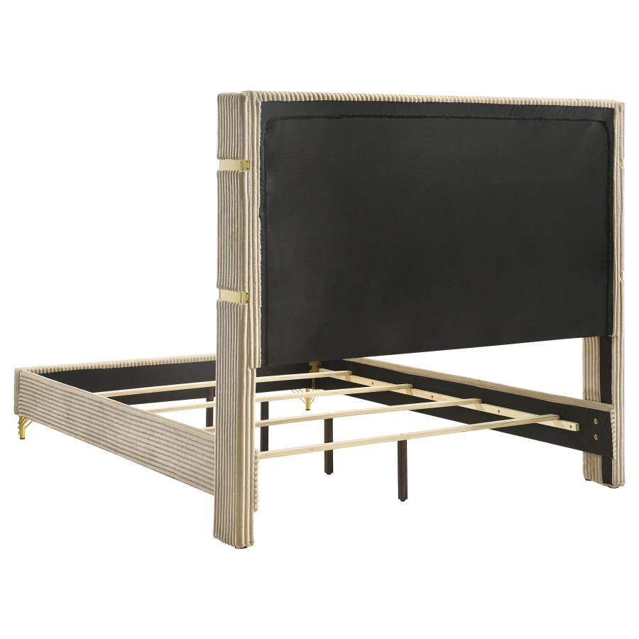 Lucia Upholstered Wingback Bed Beige (mattress not included)