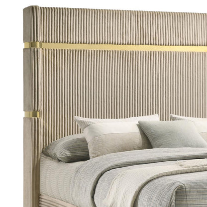 Lucia Upholstered Wingback Bed Beige (mattress not included)
