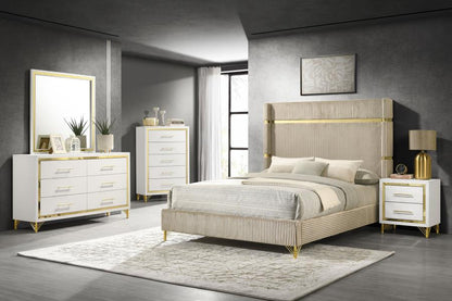Lucia Upholstered Wingback Bed Beige (mattress not included)
