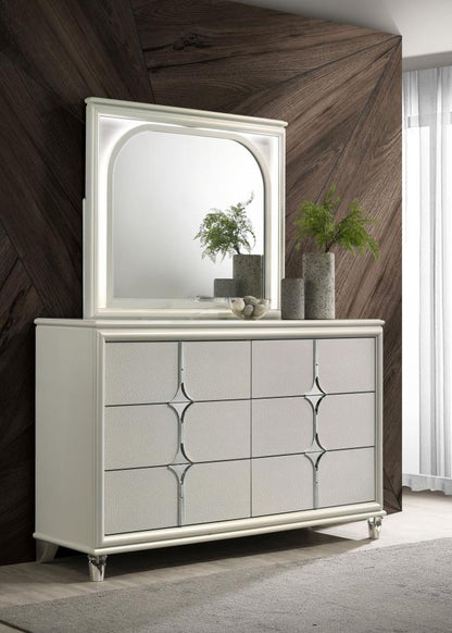 Olivia 4-piece  Bedroom Set Pearl White	( mattress not included)
