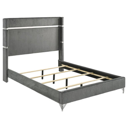 Lucia 61-inch Upholstered  Wingback Bed Grey ( mattress not included)