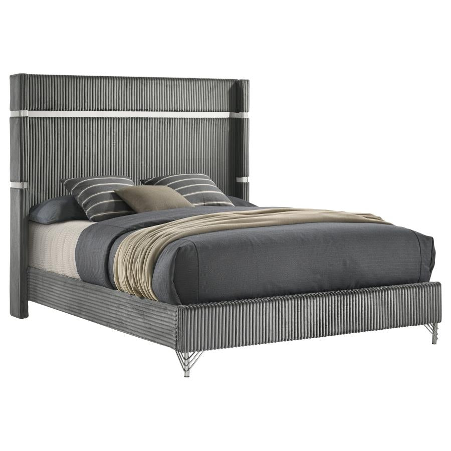 Lucia 61-inch Upholstered  Wingback Bed Grey ( mattress not included)