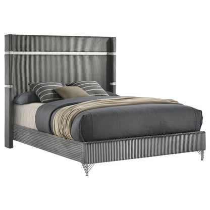 Lucia 61-inch Upholstered  Wingback Bed Grey ( mattress not included)